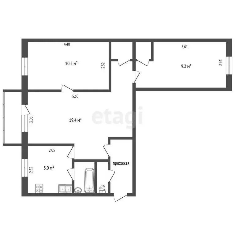 3-комнатная квартира: Тюмень, Ямская улица, 87 (52.8 м) - Фото 0