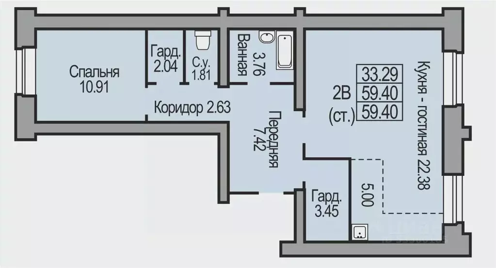 2-к кв. Новосибирская область, Бердск ул. Салаирская, 10 (59.4 м) - Фото 0