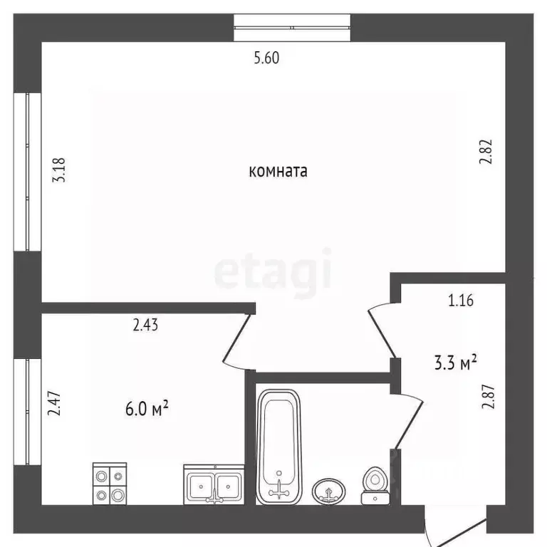 1-к кв. Тюменская область, Тюмень ул. Республики, 86 (34.0 м) - Фото 0