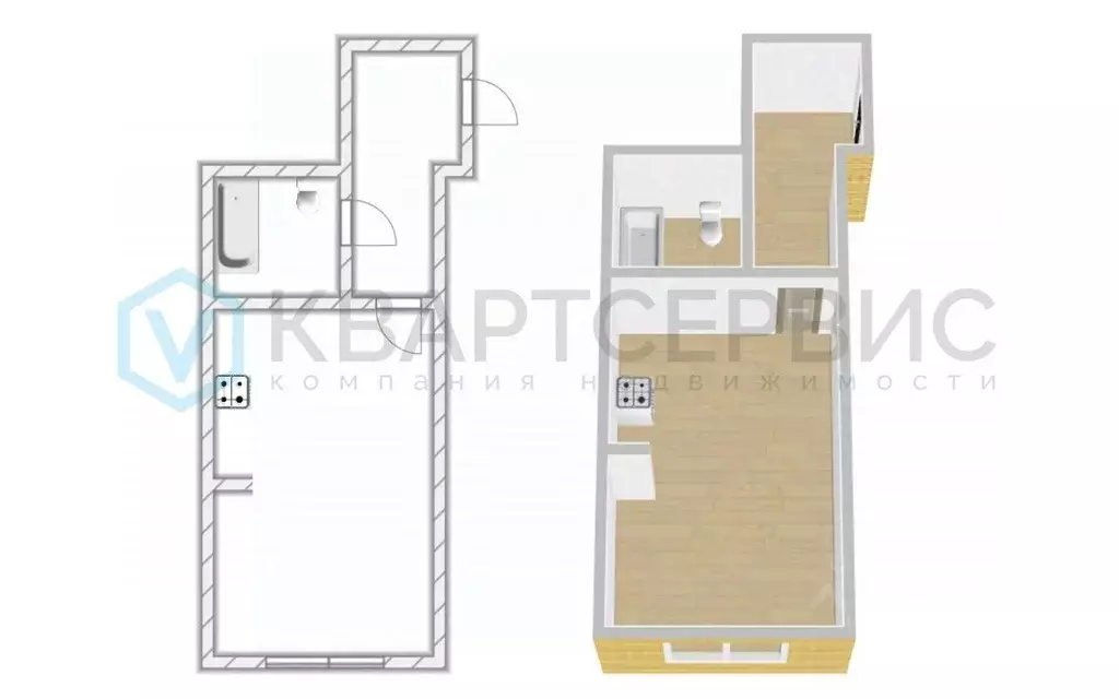 Студия Омская область, Омск Солнечный мкр, ул. Комкова, 8 (24.0 м) - Фото 2