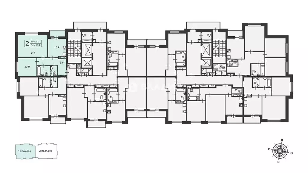 2-комнатная квартира: Москва, Полярная улица, 3 (59 м) - Фото 2
