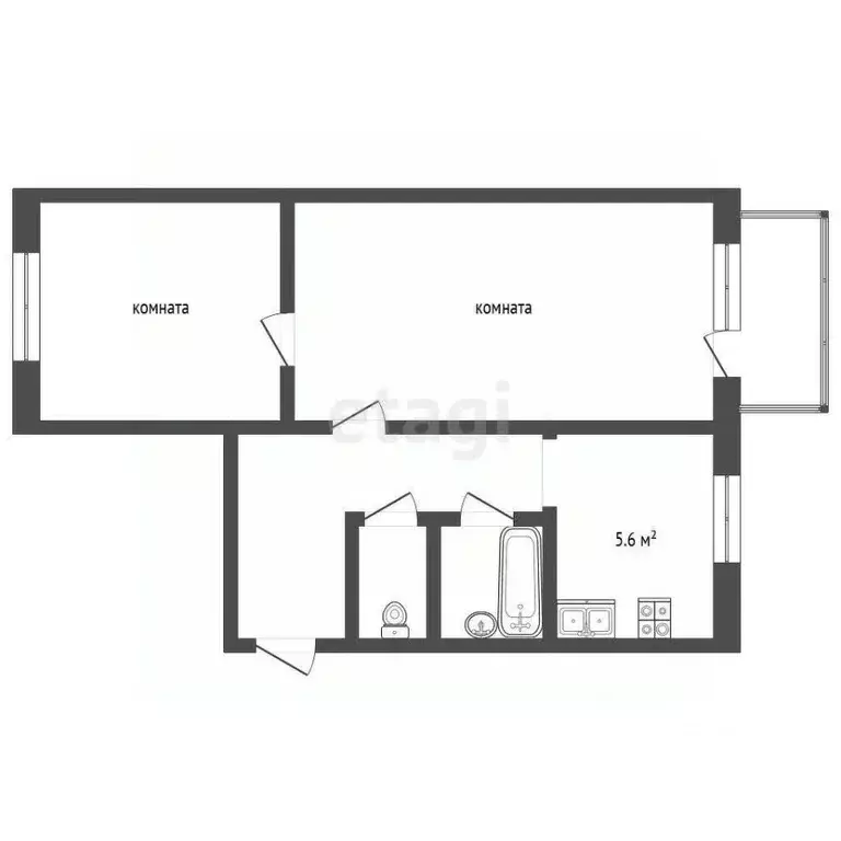 2-к кв. Вологодская область, Великий Устюг ул. Виноградова, 68 (45.3 ... - Фото 2