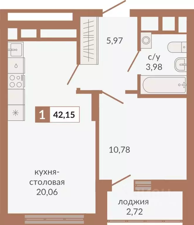 1-к кв. Свердловская область, Екатеринбург пер. Старателей (42.15 м) - Фото 0