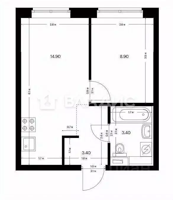 1-к кв. Московская область, Красногорск городской округ, пос. ... - Фото 2
