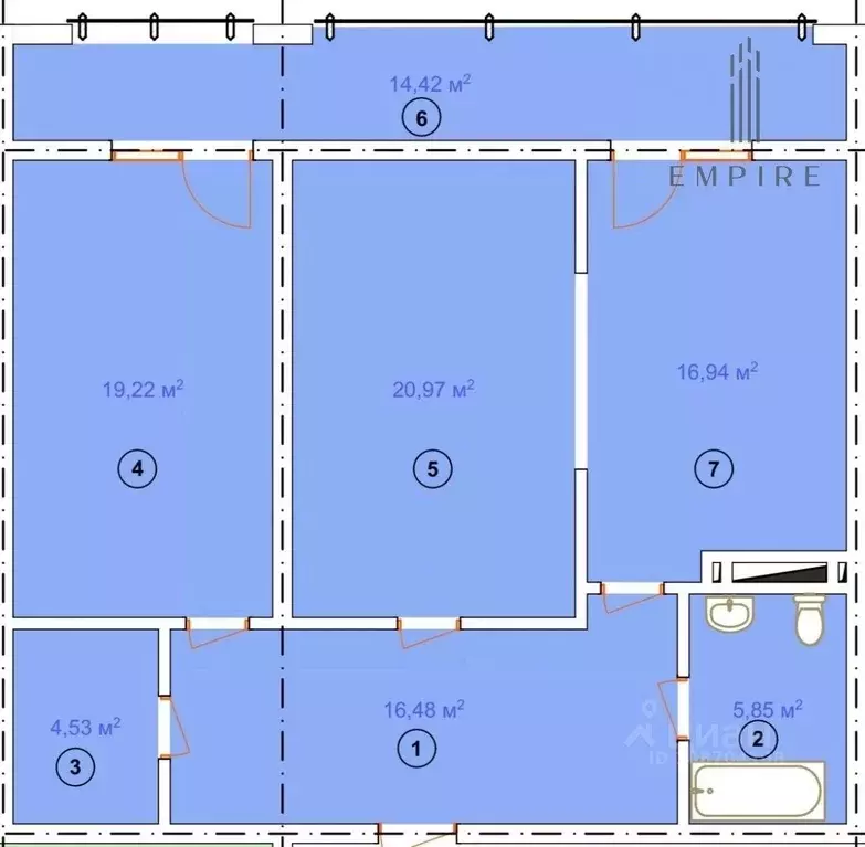 2-к кв. Чеченская республика, Грозный ул. В.А. Кан-Калика, 55 (98.41 ... - Фото 1