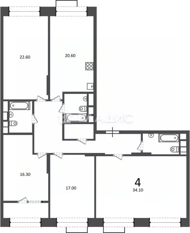 4-к кв. Москва Клинская ул., 2А (144.3 м) - Фото 2