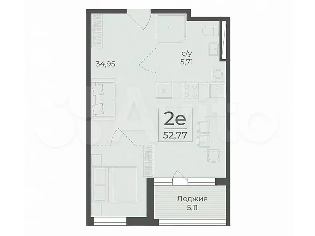 Квартира-студия, 52,8 м, 6/7 эт. - Фото 0
