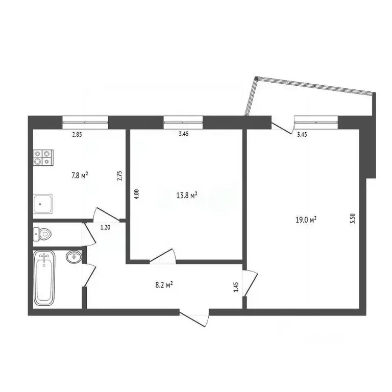 2-к кв. Ростовская область, Аксай ул. Платова, 64 (52.4 м) - Фото 2