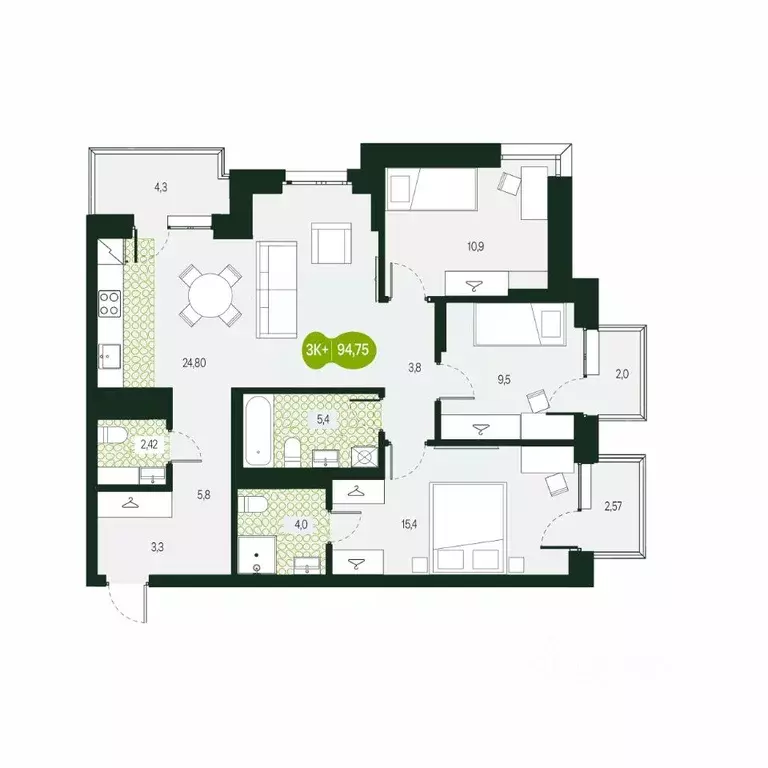 4-к кв. Забайкальский край, Чита Каштакский мкр,  (94.77 м) - Фото 1