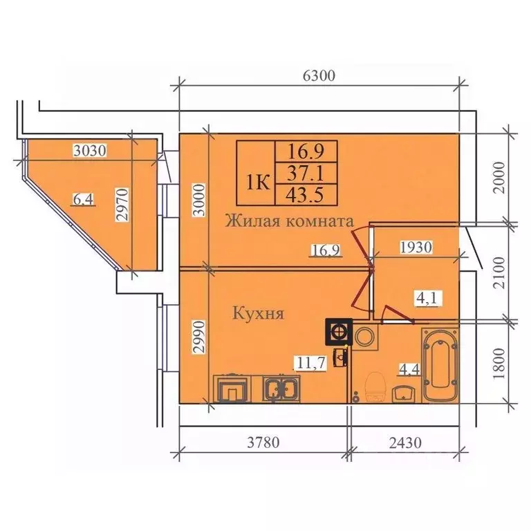 1-к кв. Ивановская область, Иваново ул. Павла Большевикова, 50к6 (43.5 ... - Фото 2
