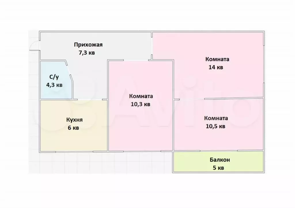 3-к. квартира, 52,4 м, 5/5 эт. - Фото 0