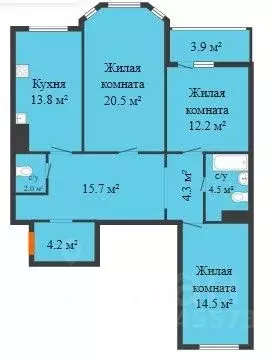 3-к кв. Воронежская область, Воронеж ул. Артамонова, 34Ж (94.0 м) - Фото 0