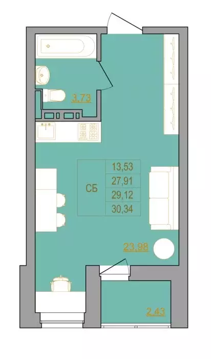 Квартира-студия: Ростов-на-Дону, Тибетская улица, 1Вс8 (30.34 м) - Фото 0