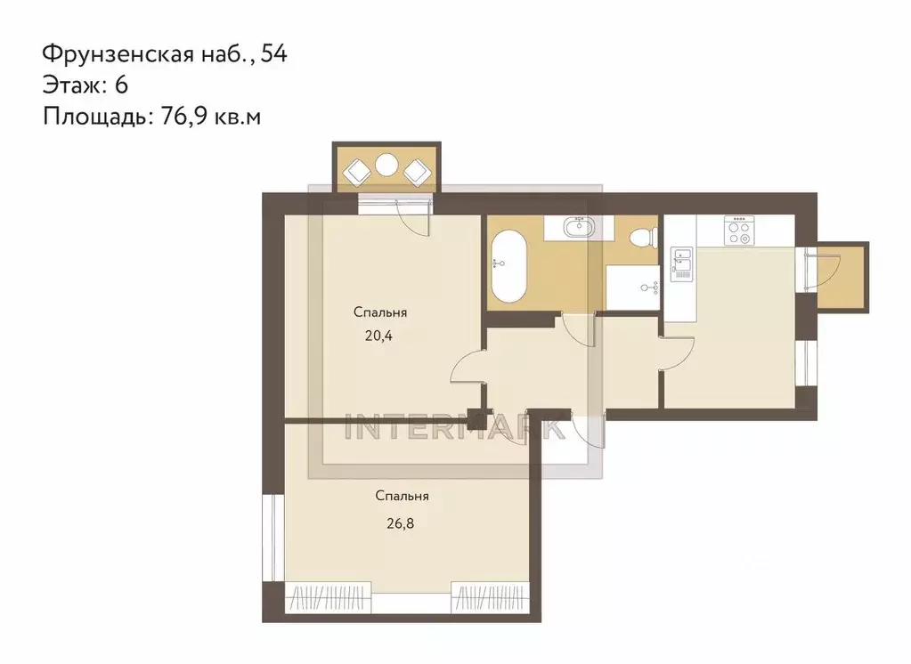 3-к кв. Москва Фрунзенская наб., 54 (76.9 м) - Фото 2