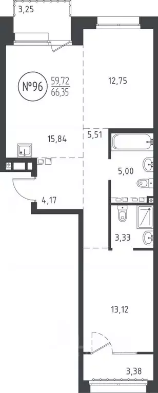 2-к кв. Иркутская область, Иркутск ул. Эдуара Дьяконова, 10 (66.55 м) - Фото 0