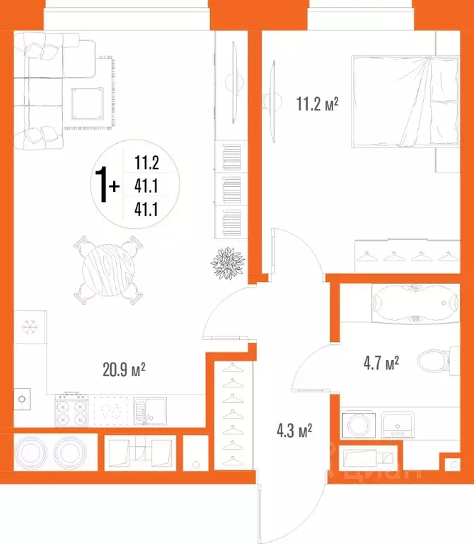 1-к кв. Астраханская область, Астрахань ул. Трофимова (41.1 м) - Фото 1