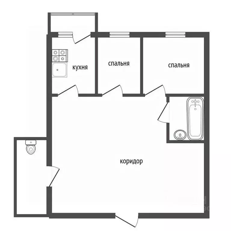 2-к кв. Воронежская область, Хохольский рп ул. Спортивная, 26/4 (59.4 ... - Фото 1