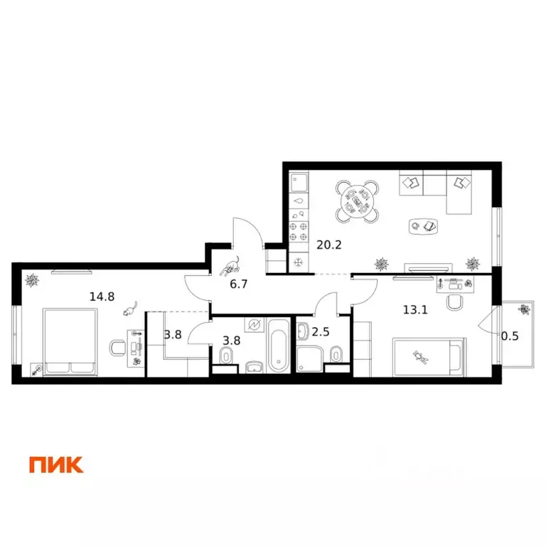 2-к кв. Москва Москворечье жилой комплекс (65.4 м) - Фото 1