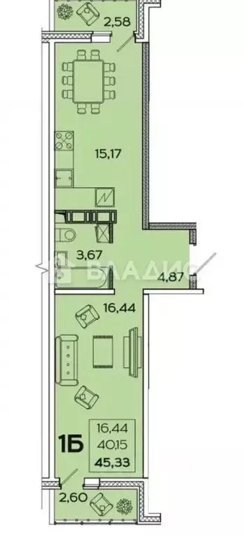2-к кв. Пензенская область, Пенза ул. Баталина, 31 (45.33 м) - Фото 2