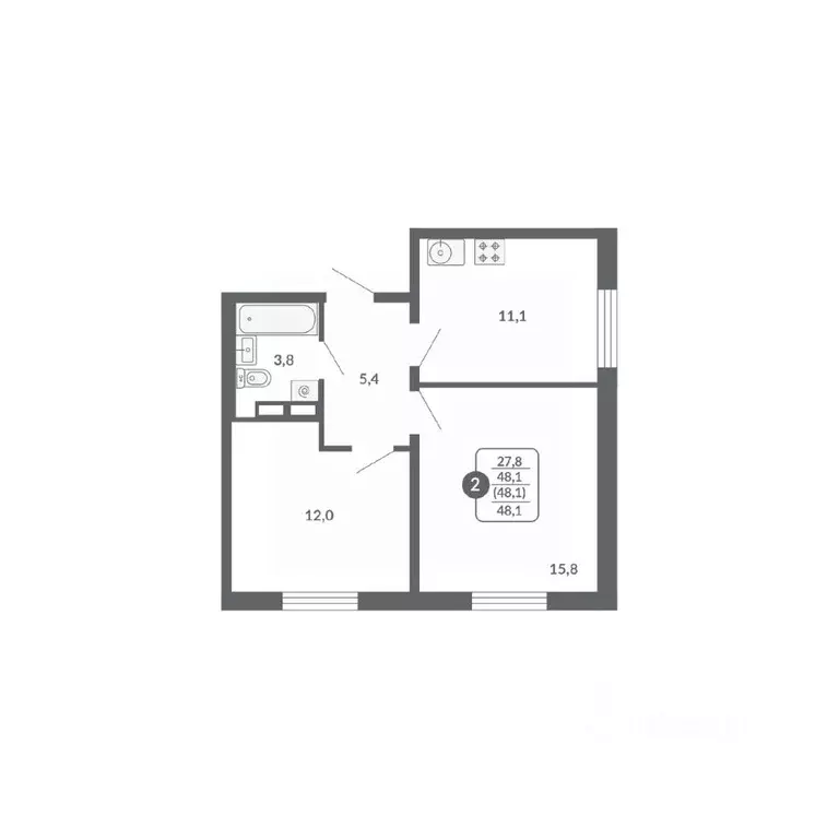 2-к кв. Кировская область, Киров ул. Потребкооперации, 34 (48.1 м) - Фото 1
