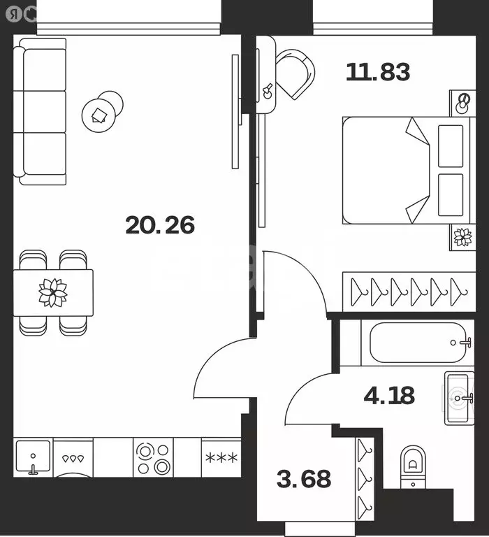 1-комнатная квартира: Тула, улица 156-го Полка НКВД, 20 (39.95 м) - Фото 1