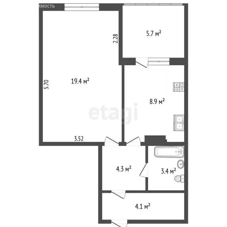 1-комнатная квартира: Севастополь, улица Астана Кесаева, 7/1 (43 м) - Фото 1