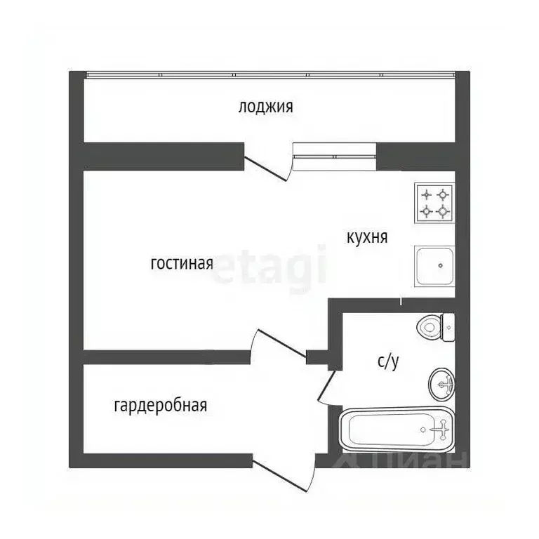 Студия Челябинская область, Челябинск ул. Мусы Джалиля, 7 (24.1 м) - Фото 2