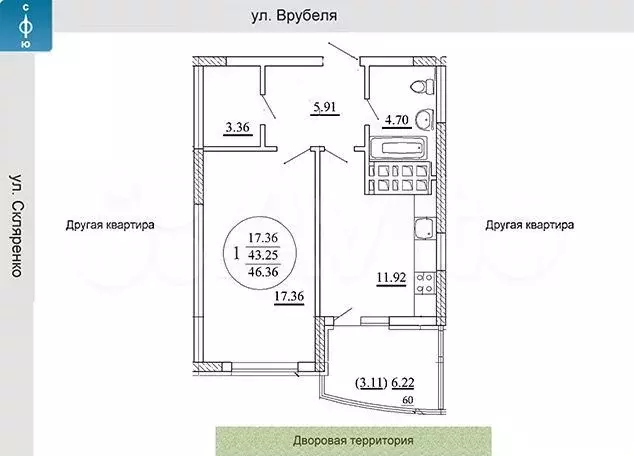 1-к. квартира, 47 м, 12/24 эт. - Фото 0