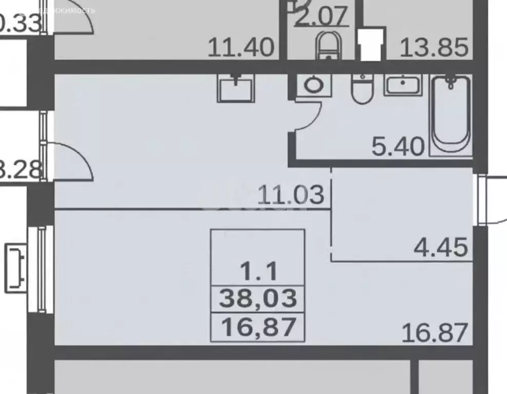 1-комнатная квартира: село Усады, улица Тёплых Встреч, 7 (37.4 м) - Фото 1
