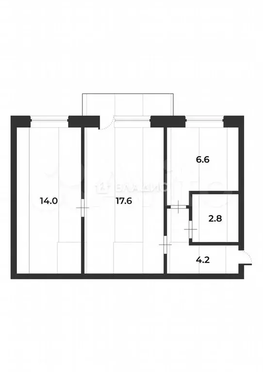 2-к. квартира, 45,2 м, 4/5 эт. - Фото 0