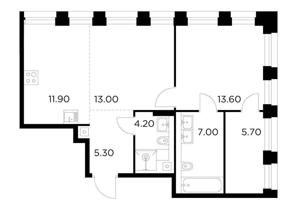2-комнатная квартира: Москва, ЖК Инджой (60.7 м) - Фото 0