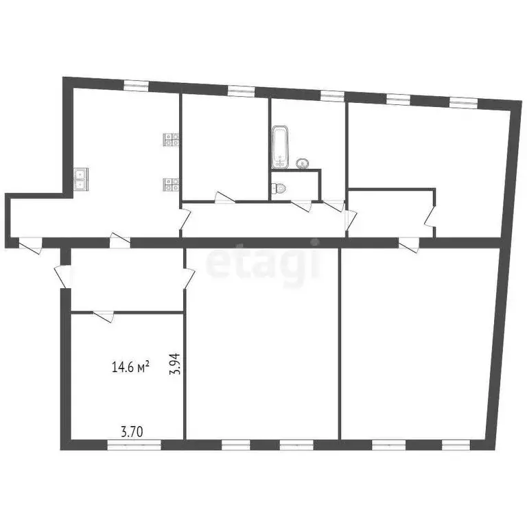 1к в 4-комнатной квартире (14.6 м) - Фото 0