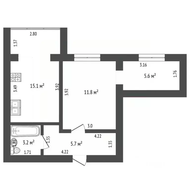 1-к кв. Крым, Бахчисарай ул. Грузинова, 61 (41.4 м) - Фото 2