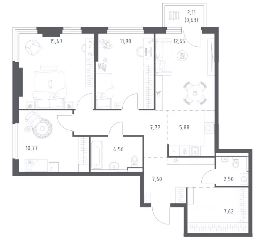 3-к кв. Московская область, Ленинский городской округ, Мисайлово пгт, ... - Фото 1