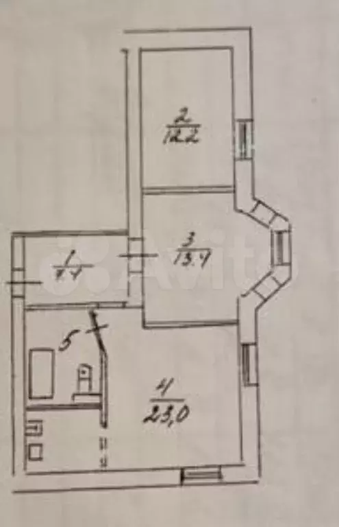 2-к. квартира, 62 м, 3/3 эт. - Фото 0