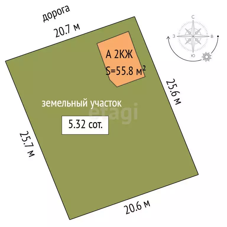 Дом в Тюмень, территория СНТСН Суходольное, Клубничная улица (55.8 м) - Фото 1