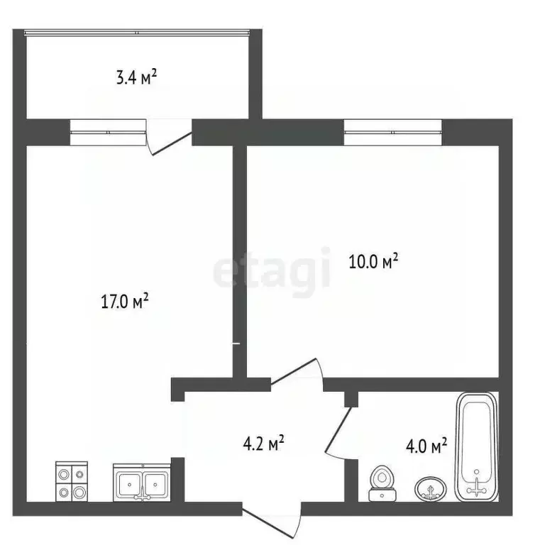 1-к кв. Вологодская область, Череповец Рыбинская ул., 33 (40.0 м) - Фото 2