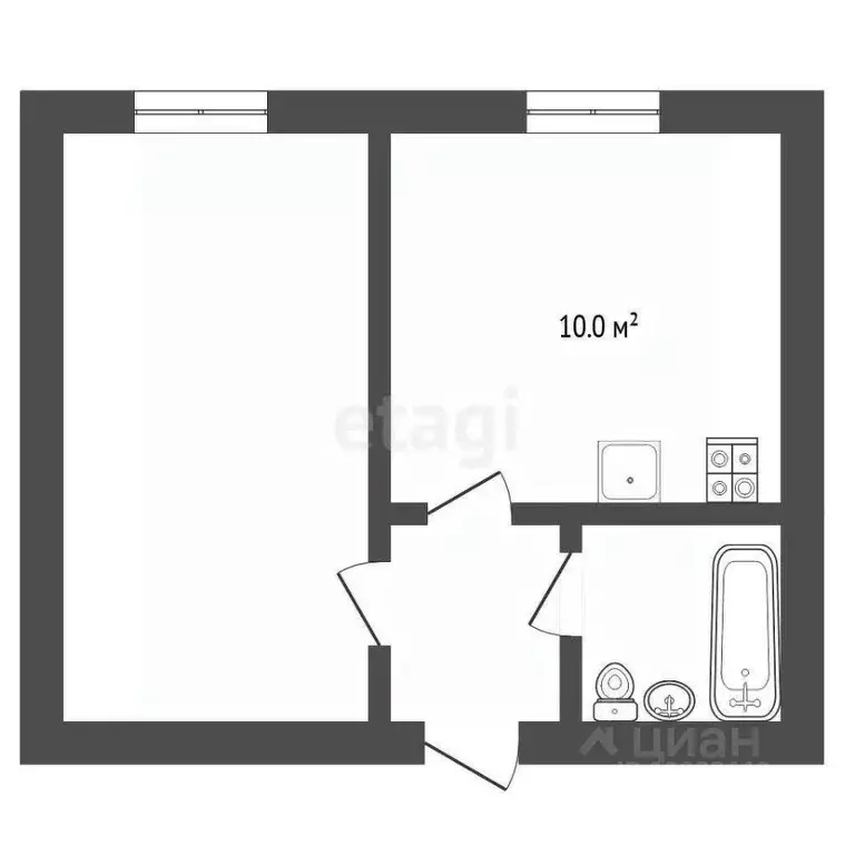 1-к кв. Тюменская область, Тюмень ул. Пермякова, 7а (31.5 м) - Фото 0
