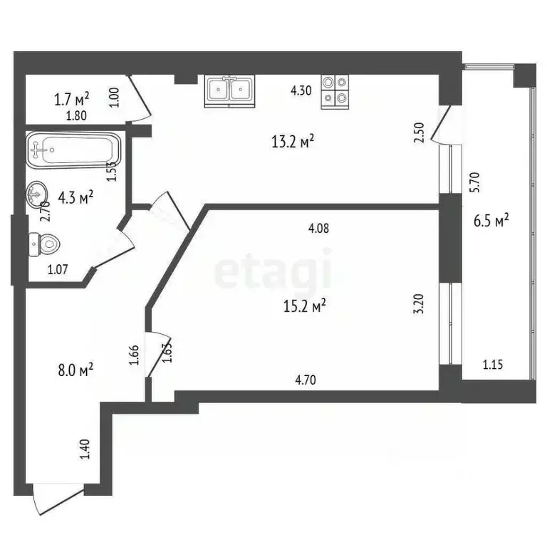 1-к кв. Саха (Якутия), Якутск просп. Михаила Николаева, 19Д (42.4 м) - Фото 2