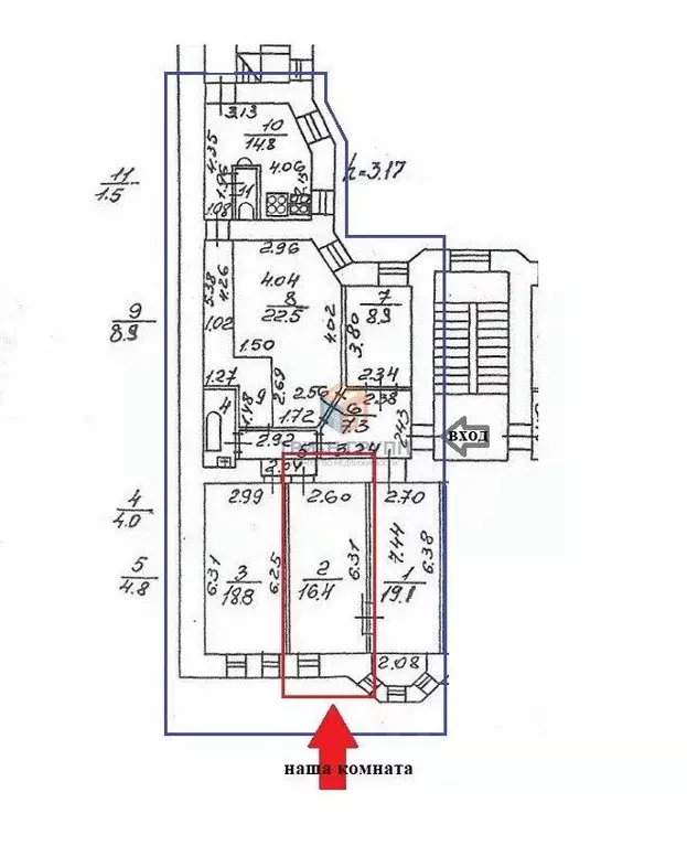 Комната Санкт-Петербург 10-я Советская ул., 9 (16.4 м) - Фото 2