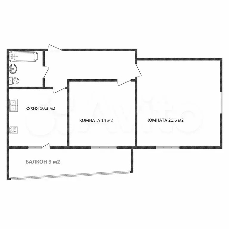 2-к. квартира, 60 м, 9/9 эт. - Фото 0