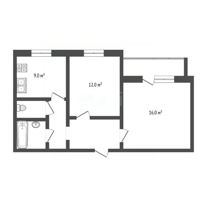 2-к кв. Челябинская область, Миасс ул. Готвальда, 21 (50.3 м) - Фото 1