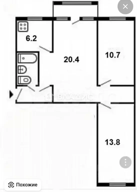 3-к. квартира, 56 м, 3/5 эт. - Фото 0