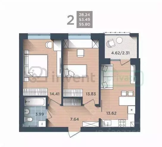 2-к кв. Калининградская область, Калининград ул. Сержанта Мишина, 81к2 ... - Фото 1