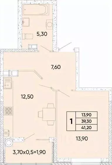 1-к кв. Ростовская область, Ростов-на-Дону просп. 40-летия Победы, ... - Фото 2