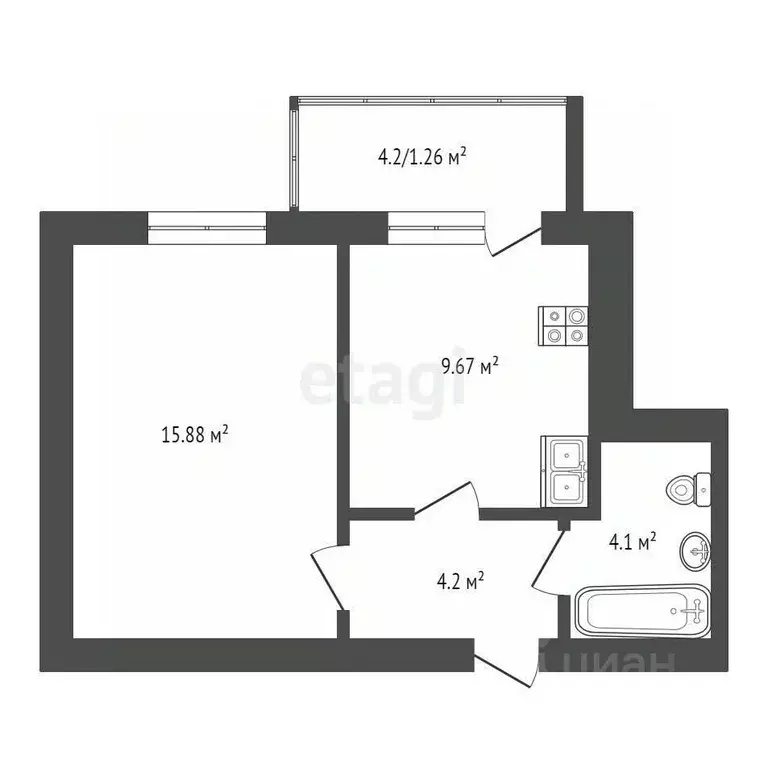 1-к кв. Вологодская область, Вологда Республиканская ул., 7к2 (35.0 м) - Фото 1