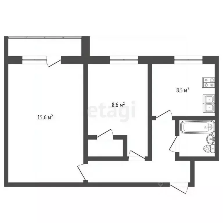 2-к кв. Воронежская область, Грибановский пгт ул. Машзаводская, 22 ... - Фото 1