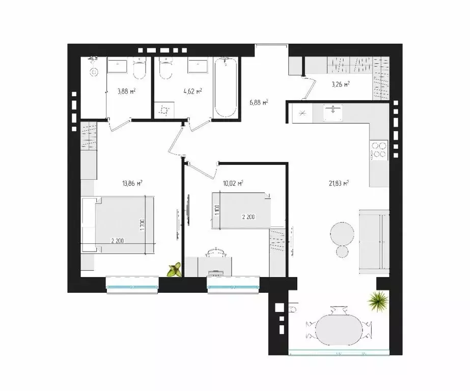 2-комнатная квартира: Брянск, улица Некрасова, 20 (63.2 м) - Фото 0