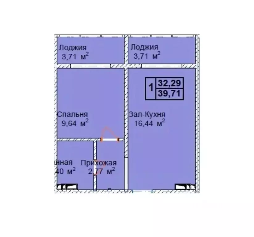 1-к кв. Чеченская республика, Грозный пос. Строителей,  (39.71 м) - Фото 1