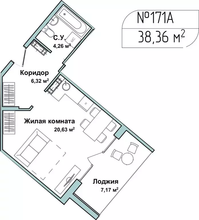 Квартира-студия: Севастополь, улица Лётчиков, 10к4 (38.9 м) - Фото 1